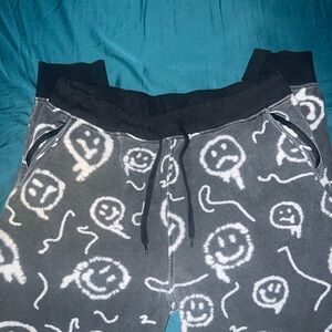 Empyre Black and White Smiley Face Joggers